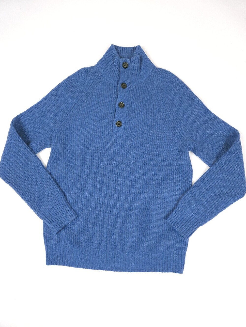 Banana Republic 100% Marino Extra Fine Wool Blue Ribbed Sweater Medium